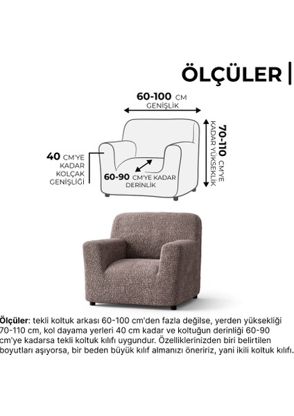 Lastikli Esnek ve Yıkanabilir Tek Kişilik Koltuk Örtüsü Koltuk Kılıfı - Kakao