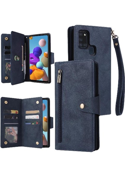 Samsung Galaxy A21S Fermuar Cüzdan Kapak Için Kılıf ile El Kayışı Kartı (Yurt Dışından)