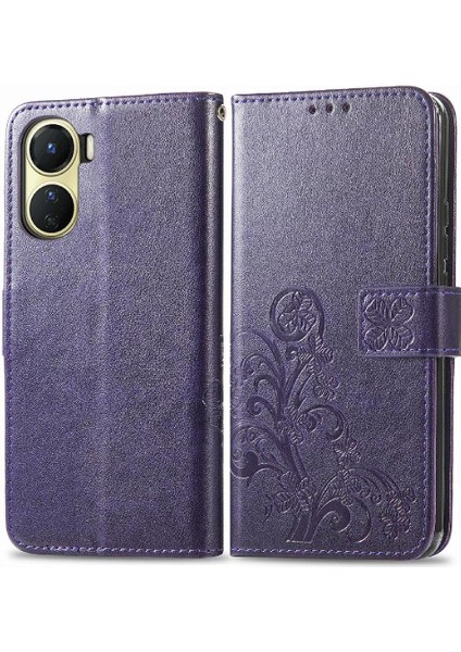 Vivo Y16 Flip Kapak Için Kılıf Zarif Iş Kısa Kayış Deri Kılıf (Yurt Dışından)