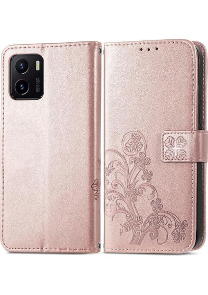Vivo Y15S Dört Yapraklı Yonca Deri Kılıf Için Kılıf Zarif Iş Çevirme (Yurt Dışından)