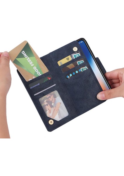 El Kayışı Fermuar Cüzdan Kapak Manyetik Kart ile iphone Xs Max Için Kılıf (Yurt Dışından)