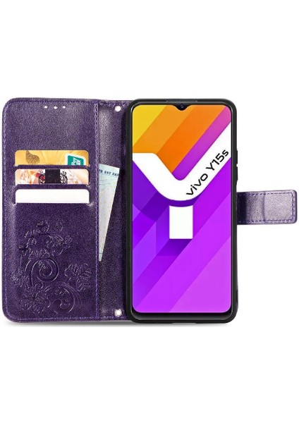Vivo Y15S Dört Yapraklı Yonca Deri Kılıf Için Kılıf Zarif Iş Çevirme (Yurt Dışından) indirimleri