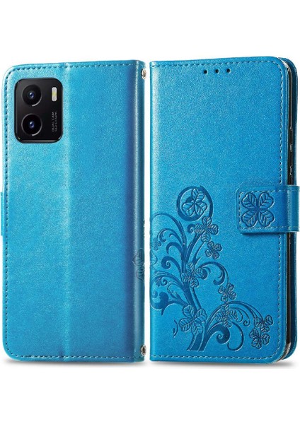 Vivo Y15S Dört Yapraklı Yonca Deri Kılıf Için Kılıf Zarif Iş Çevirme (Yurt Dışından)