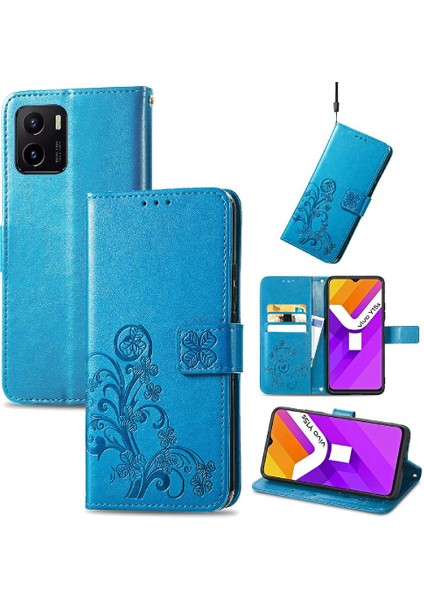 Vivo Y15S Dört Yapraklı Yonca Deri Kılıf Için Kılıf Zarif Iş Çevirme (Yurt Dışından) modelleri