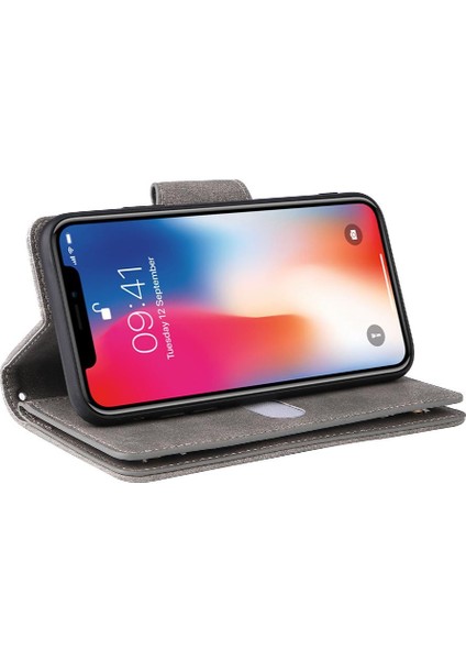 El Kayışı Fermuar Cüzdan Kapak Manyetik Kart ile iphone Xs Max Için Kılıf (Yurt Dışından)