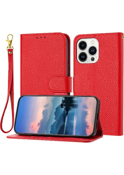 Iphone 13 Için Telefon Kılıfı Pro Litch Desen Kart Yuvaları Tutucu Cüzdan Flip (Yurt Dışından)