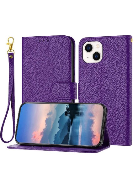 Iphone 15 Için Telefon Kılıfı Artı Flip Folio Cüzdan Kart Yuvaları Tutucu Pu Litch (Yurt Dışından)