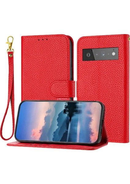 Google Piksel 6 Pro Litch Desen Kart Yuvaları Tutucu Cüzdan Için Telefon Kılıfı (Yurt Dışından)