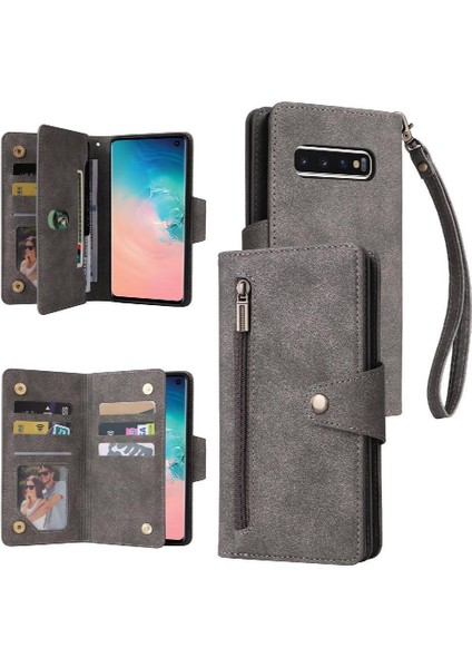 Samsung Galaxy S10 Kart Tutucu Fermuar Cüzdan Kapak El ile (Yurt Dışından)