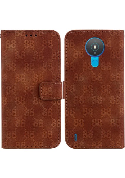 Nokia 1.4 Için Telefon Kılıfı Kart Tutucu Kickstand Çift 8 Kabartmalı Cüzdan Pu (Yurt Dışından)