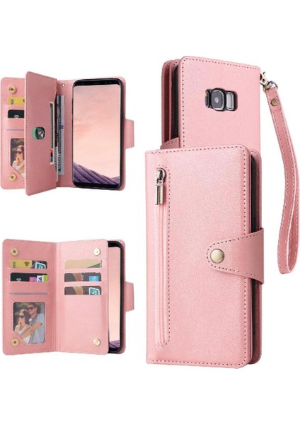 Samsung Galaxy S8 Artı Fermuar Cüzdan Kapak Için Kılıf ile El Kayışı Kartı (Yurt Dışından)
