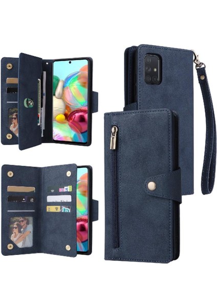 Samsung Galaxy A71 Için Kılıf El Kayışı Manyetik Fermuar ile 4g Kart Tutucu (Yurt Dışından)