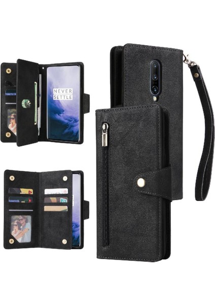 Oneplus 7 Pro Için Kılıf El Kayışı Kart Tutucu Kapak ile Manyetik Deri (Yurt Dışından)