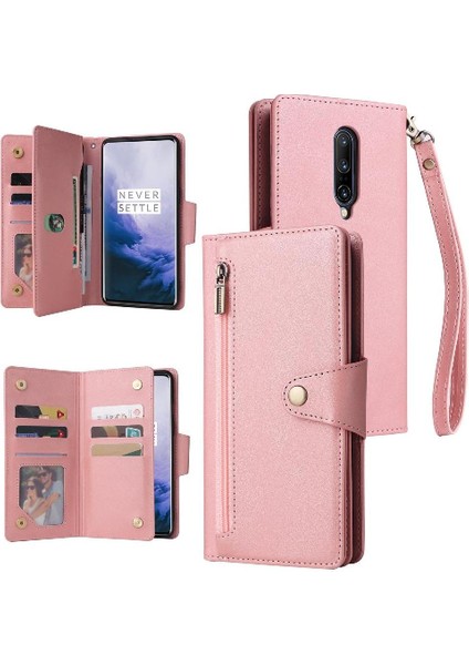 Oneplus 7 Pro Için Kılıf El Kayışı Kart Tutucu Kapak ile Manyetik Deri (Yurt Dışından)
