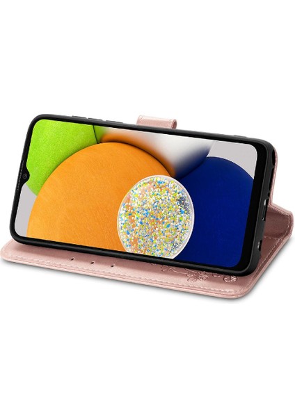 Samsung Galaxy A03 Zarif Iş Dört Yapraklı Yonca Kapak Çevirin (Yurt Dışından)