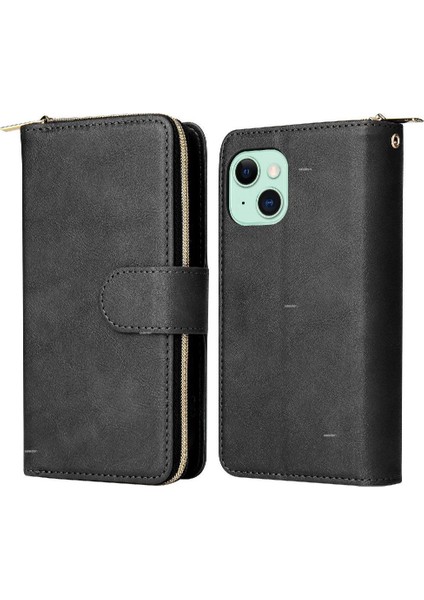 Iphone 15 Artı Cüzdan Durumda 9 Kart Yuvaları ile Fermuar Cep Flip (Yurt Dışından)