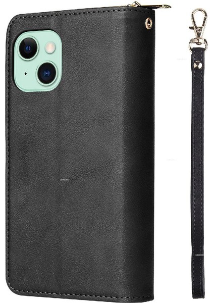 Iphone 15 Artı Cüzdan Durumda 9 Kart Yuvaları ile Fermuar Cep Flip (Yurt Dışından)