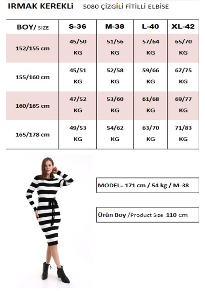 Irmak Kerekli Fitilli Bisiklet Yaka Çizgili Triko Elbise 5080