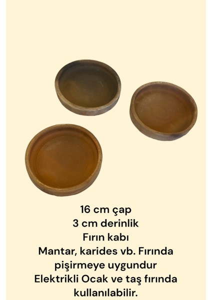 3'lü Toprak Güveç Pişirme Kabı 16 cm fiyatları