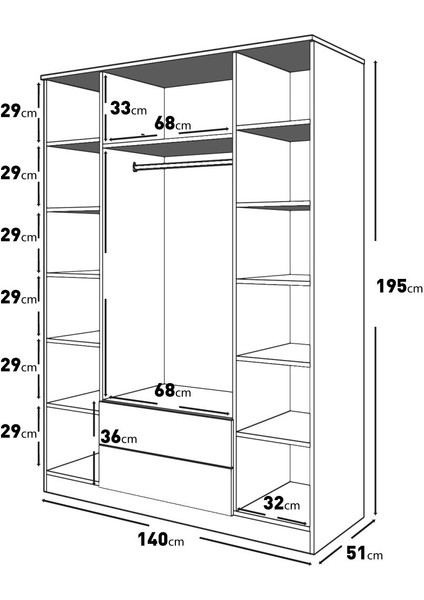 Nova 4 Kapaklı Dolap (%100MDF)