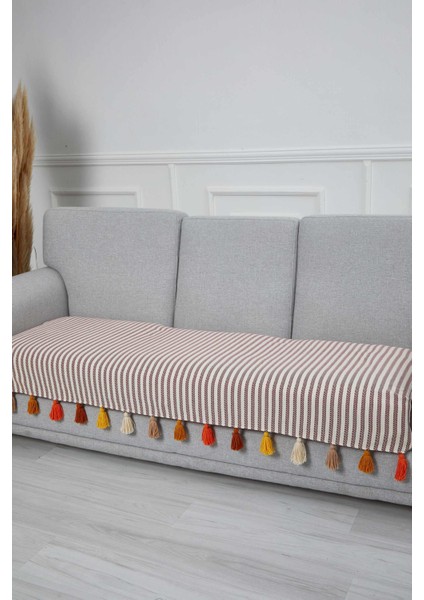 Renkli Püsküllü Koltuk Örtüsü 90 x 210,KO-20