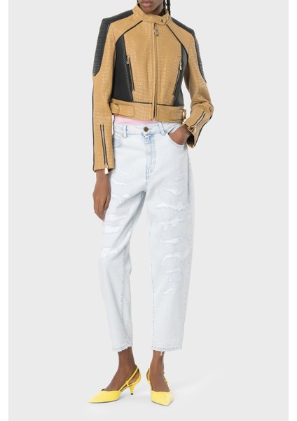 Yırtık Detaylı Yüksek Bel Mom Jeans Kot Pantolon 100379A1Jkpjq