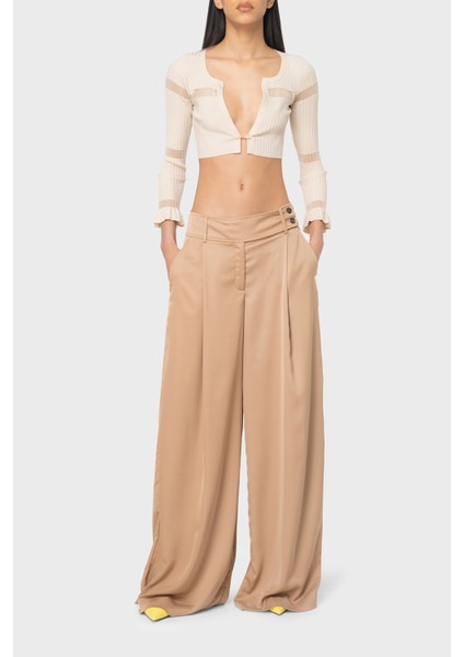 Slim Fit Transparan Şeritli Crop Hırka Kadın Hırka 102969A1NAD04 fiyatları