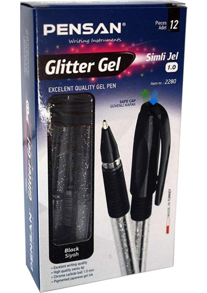Glitter Gel Simli Jel Kalem 12 Adet indirimleri