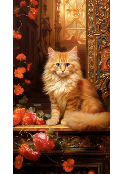 Sarışın Mavi Gözlü Kedi | Elmas Mozaik Tablo | Mozaik Puzzle | 50x90 | E20204414
