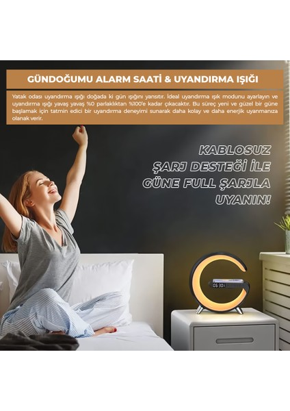 Rgb Çalar Saatli Gece Lambası, Bt Destekli Çağrı Cevaplayabilen Hoparlör (G-500W) Beyaz