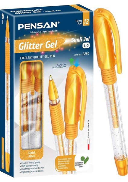 Glitter Gel Simli Jel Kalem 12 Adet