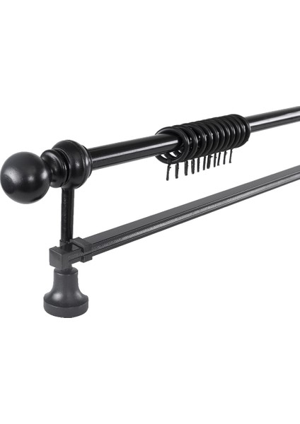 Demonte Top Başlıklı Siyah Ahşap Rustik Perde Askısı - Tek Raylı fiyatları