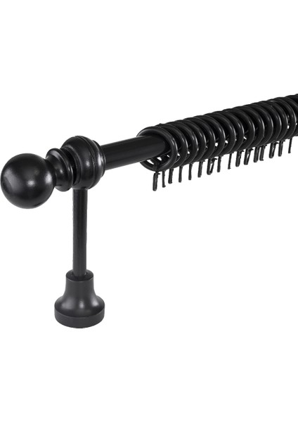 Demonte Top Başlıklı Siyah Ahşap Rustik Perde Askısı - Raysız fiyatları