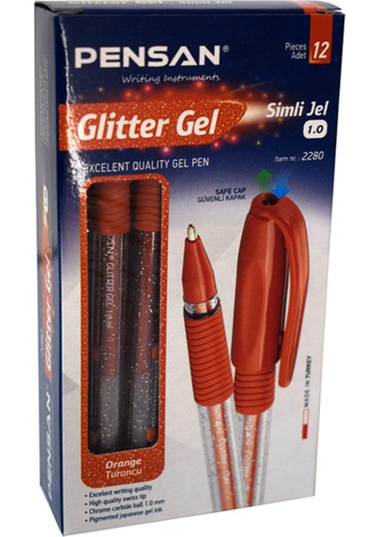 Glitter Gel Simli Jel Kalem 12 Adet
