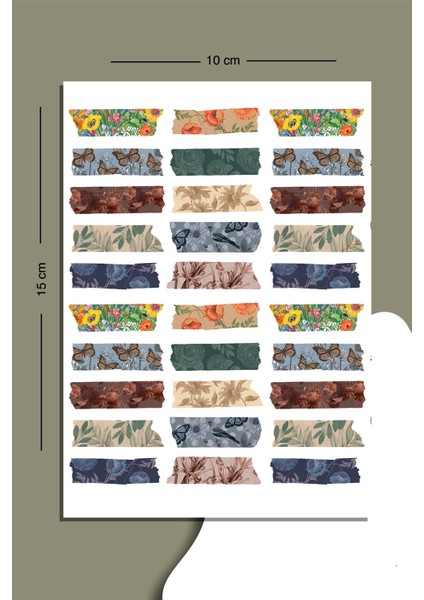 Desenli Şerit Sticker Seti Planner Ajanda Bullet Journal Için Uygun Set