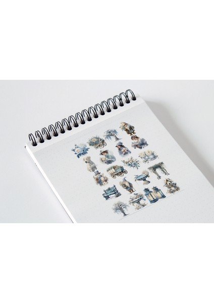 Kış Mavi Bahçe Sticker Seti Planner Ajanda Bullet Journal Için Uygun Set