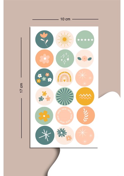 90 Adet Yuvarlak Bohem Çoklu Sticker Seti Planner Ajanda Bullet Journal Için Uygun Set