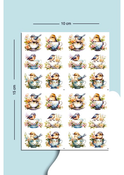 Kuş Temalı Çoklu Sticker Seti Planner Ajanda Bullet Journal Için Uygun Set