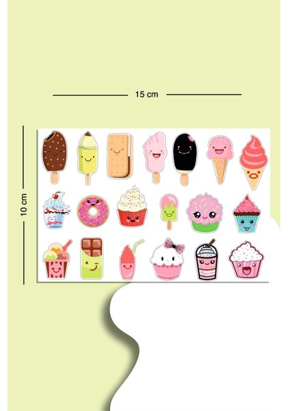 Ice Cream Dondurma Temalı Çoklu Sticker Seti Planner Ajanda Bullet Journal Için Uygun Set