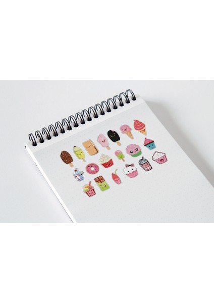 Ice Cream Dondurma Temalı Çoklu Sticker Seti Planner Ajanda Bullet Journal Için Uygun Set fiyatları