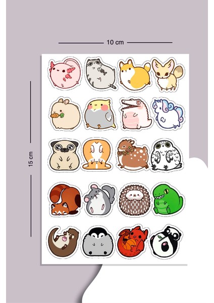 Animal Vektör Sticker Seti Planner Ajanda Bullet Journal Için Uygun Set