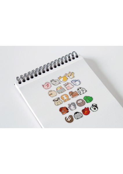 Animal Vektör Sticker Seti Planner Ajanda Bullet Journal Için Uygun Set