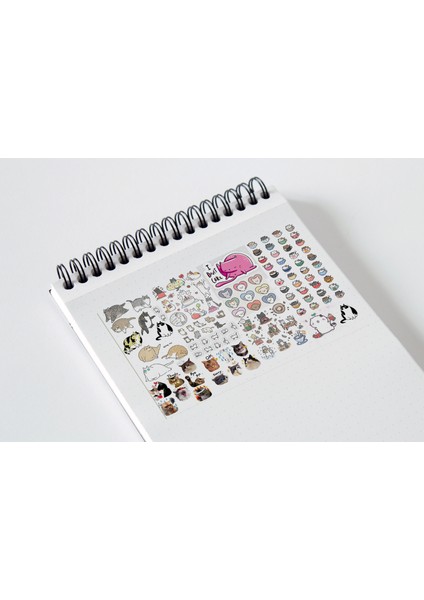 112 Adet Kedi Sticker Kedi Temalı Çoklu Sticker Seti Planner Ajanda Bullet Journal Için Uygun Set fiyatları