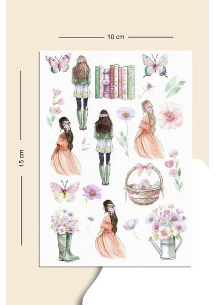 Women Flower Sticker Seti Planner Ajanda Bullet Journal Için Uygun Set