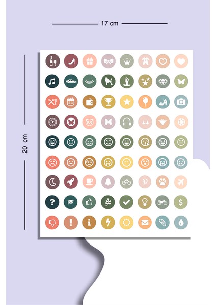 70 Adet Icon Sticker-Button Sticker Set-Ajanda Bullet Için Uygun