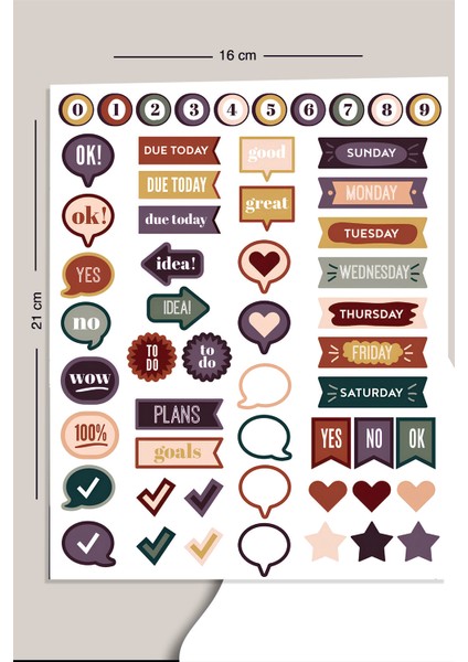 Çoklu Planlayıcı Sticker Seti - Planner Ajanda Bullet Journal Için Uygun Set