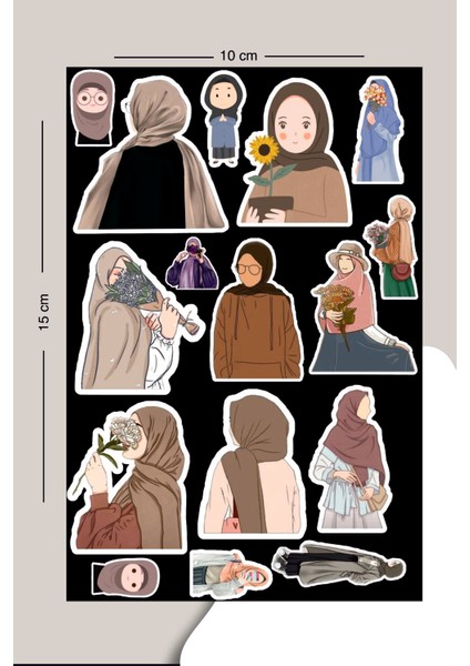 35ADET 2'li Sevimli Hijab Sticker Seti Planner Ajanda Bullet Journal Için Uygun Set modelleri