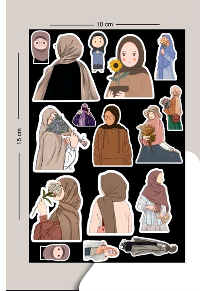 Sevimli Hijab Sticker Seti Planner Ajanda Bullet Journal Için Uygun Set