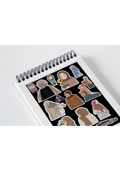 Sevimli Hijab Sticker Seti Planner Ajanda Bullet Journal Için Uygun Set