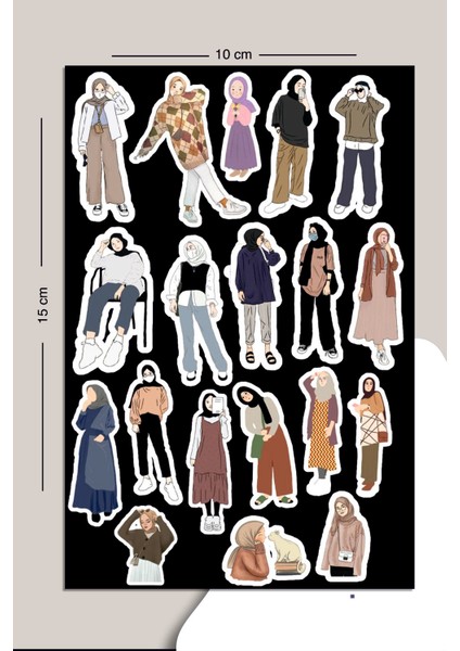 Sevimli Hijab Sticker Seti Planner Ajanda Bullet Journal Için Uygun Set